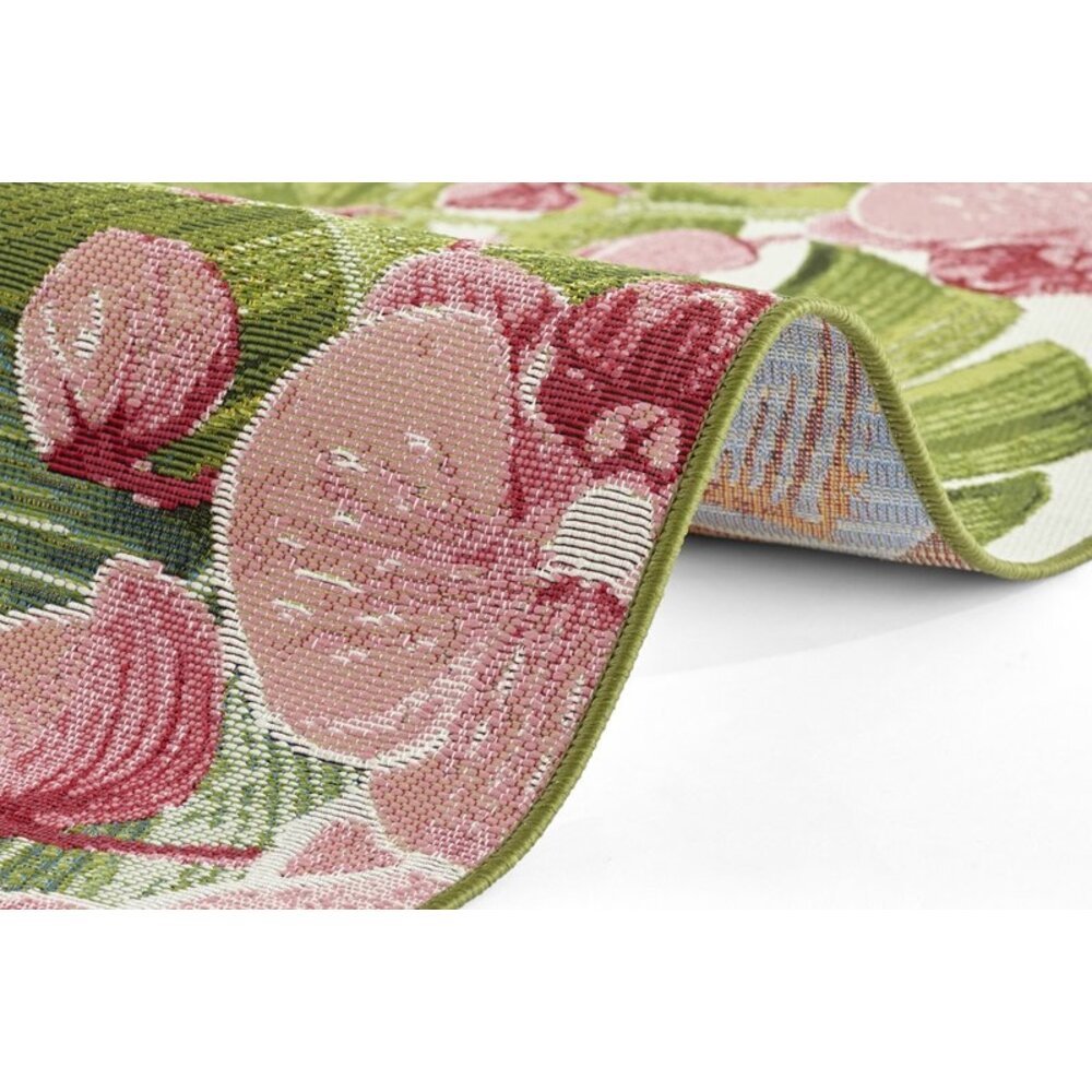 Flycarpets BINNEN- EN BUITENKLEED - TROPICAL GROEN/ROZE