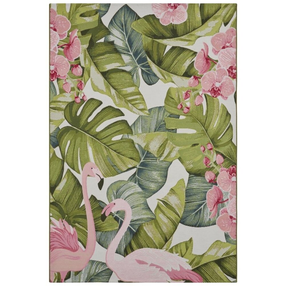 Flycarpets BINNEN- EN BUITENKLEED - TROPICAL FLAMINGO MULTICOLOR