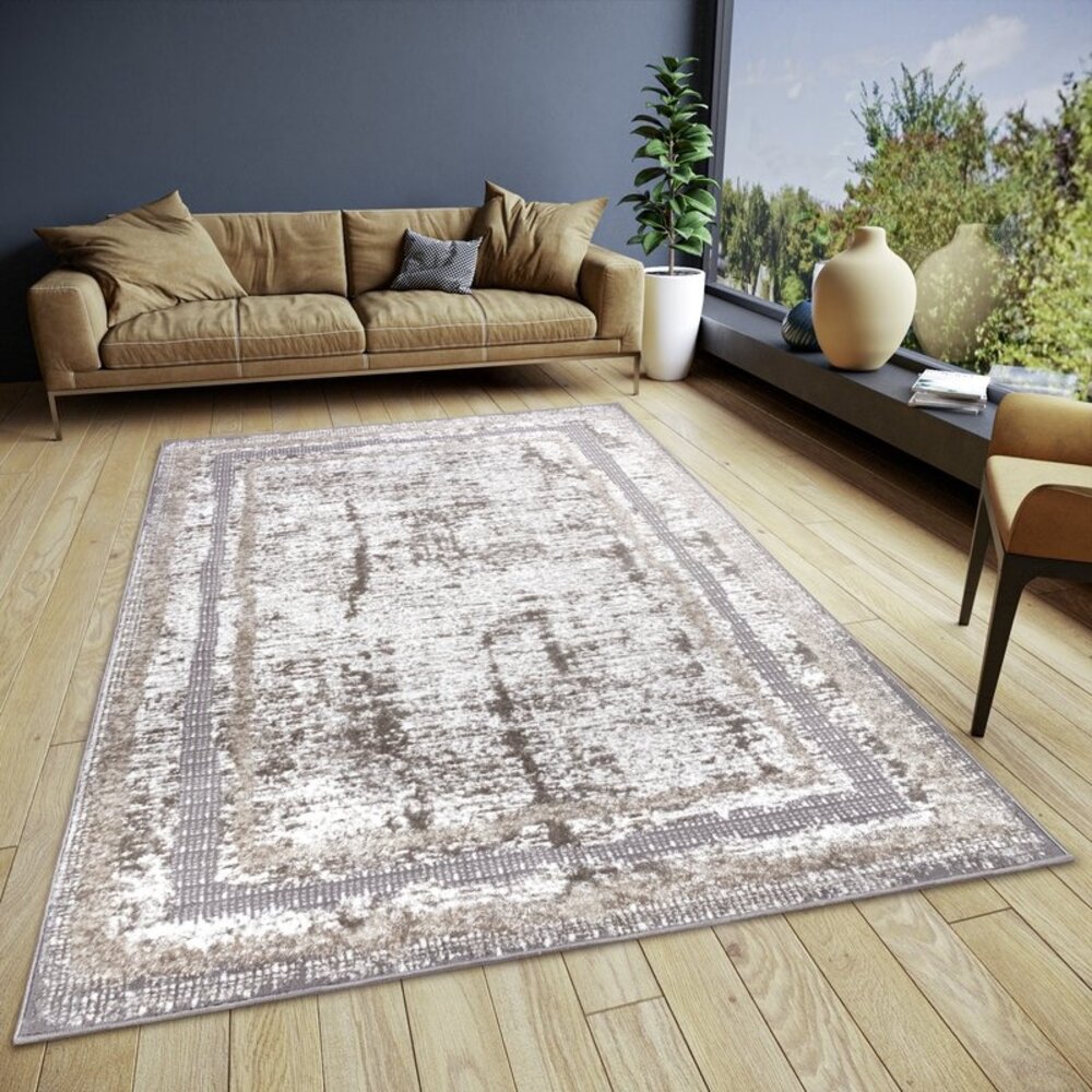 flycarpets VINTAGE VLOERKLEED - SHINE ABSTRACT GRIJS/BRUIN