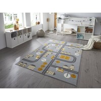 HH KINDERVLOERKLEED - ADVENTURES STAD DESIGN GRIJS/GEEL