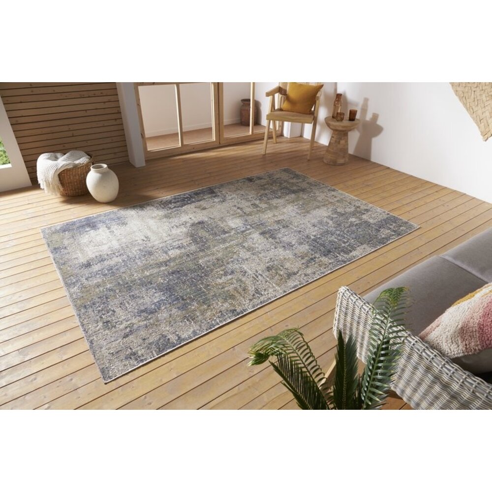 Flycarpets ABSTRACT BINNEN- EN BUITENKLEED - GIZEH CREME / BLAUW