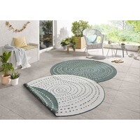 Flycarpets ROND BINNEN & BUITEN VLOERKLEED - BALI GROEN/CREME OMKEERBAAR