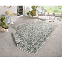 Flycarpets BINNEN & BUITEN VLOERKLEED - CURACAO GROEN/CREME OMKEERBAAR