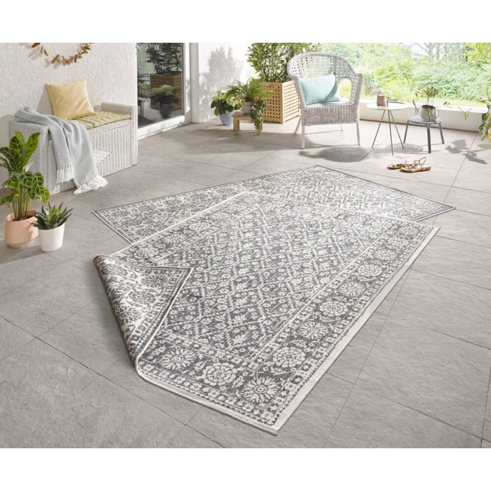 Flycarpets BINNEN & BUITEN VLOERKLEED - CURACAO GRIJS/CREME OMKEERBAAR