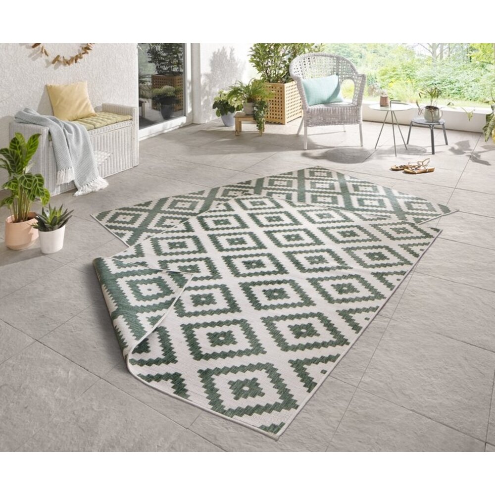 Flycarpets BINNEN & BUITEN OMKEERBAAR VLOERKLEED - MALTA GROEN/CREME