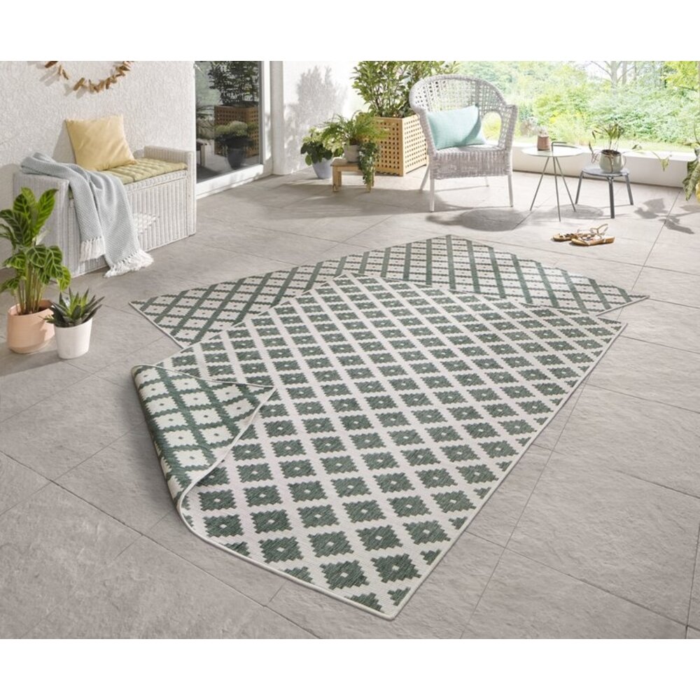 Flycarpets BINNEN & BUITEN OMKEERBAAR VLOERKLEED - NIZZA GROEN/CREME