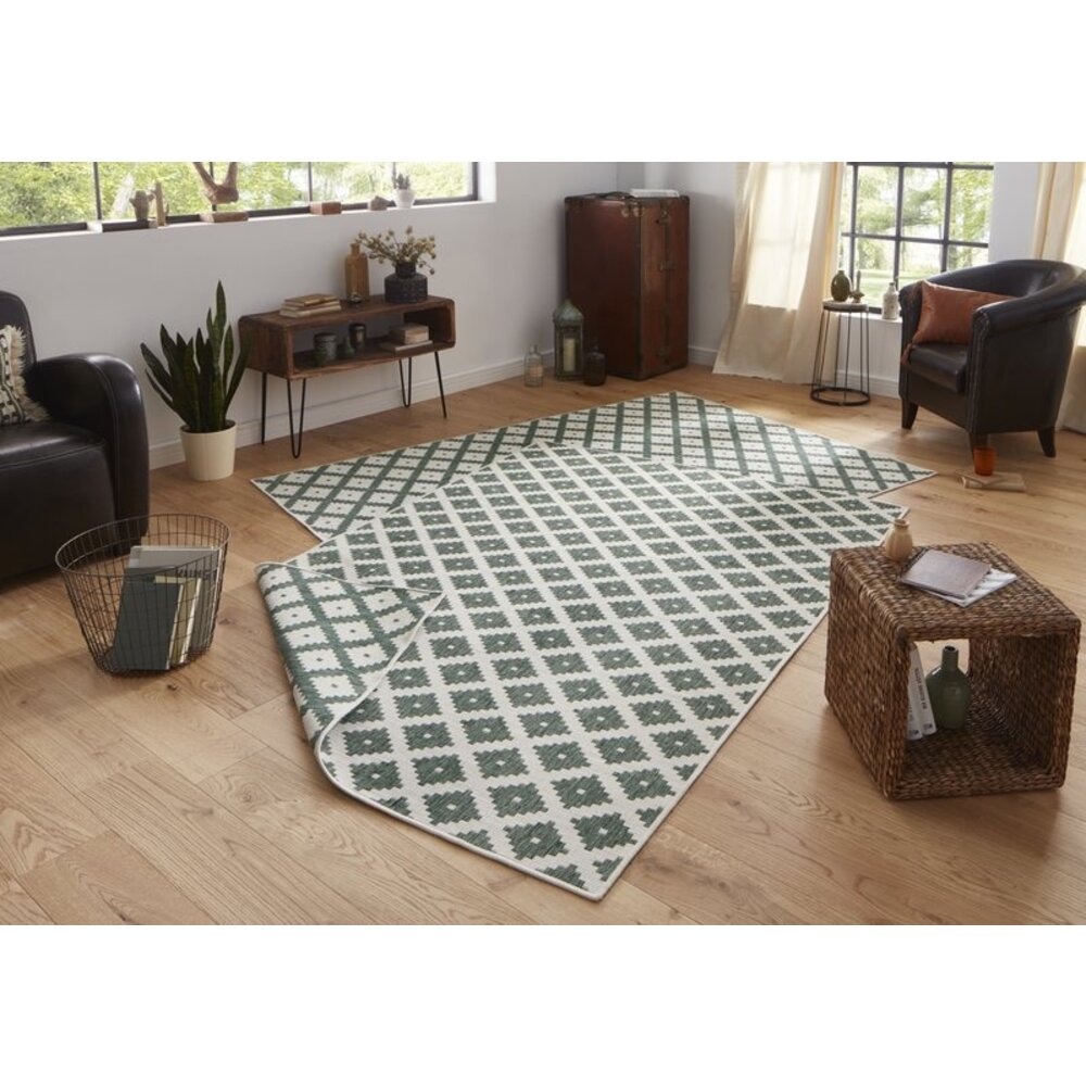 Flycarpets BINNEN & BUITEN OMKEERBAAR VLOERKLEED - NIZZA GROEN/CREME