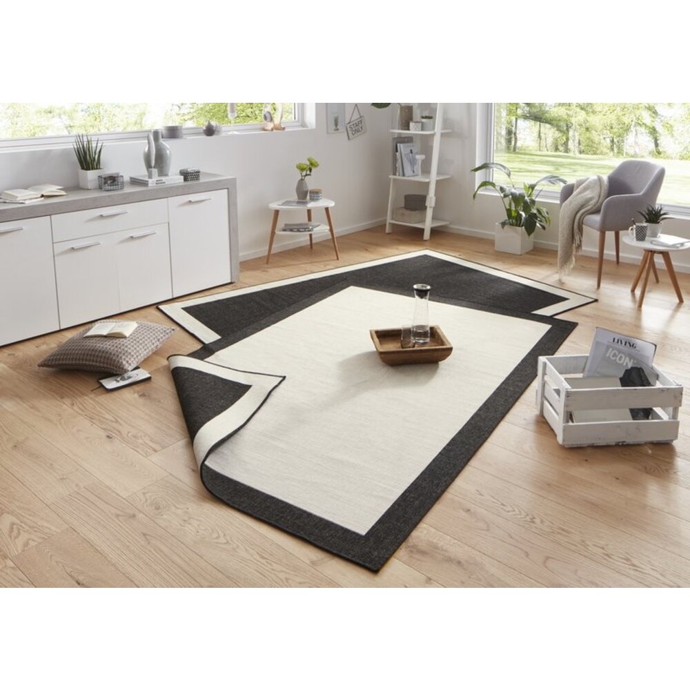 Flycarpets BINNEN & BUITEN OMKEERBAAR VLOERKLEED - PANAMA ZWART/CREME