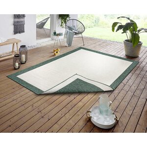 Flycarpets BINNEN & BUITEN OMKEERBAAR VLOERKLEED - PANAMA GROEN/CREME