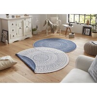 Flycarpets ROND BINNEN & BUITENKLEED OMKEERBAAR -  PORTO BLAUW/CREME