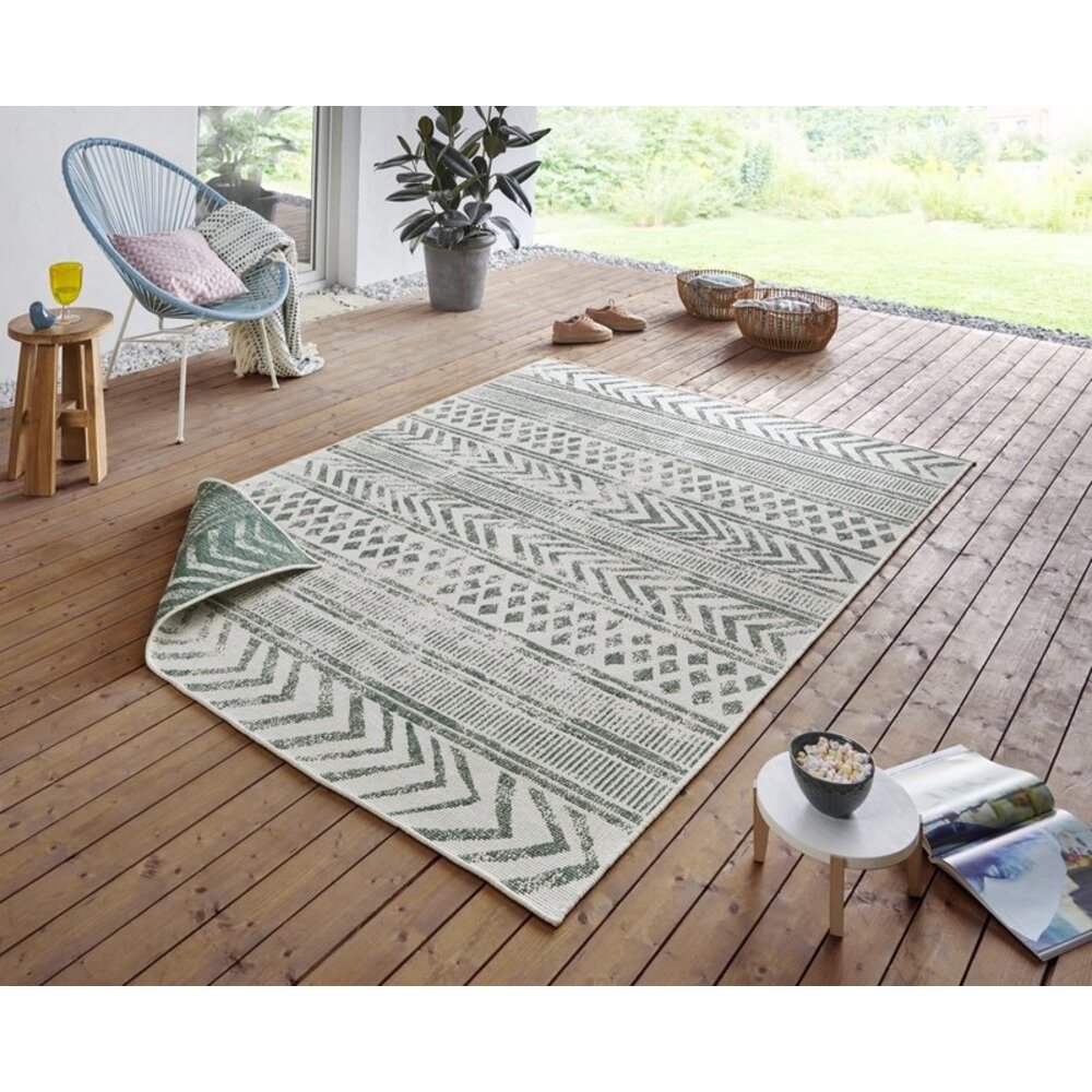 Flycarpets BINNEN & BUITENKLEED OMKEERBAAR - BIRI GROEN/CREME