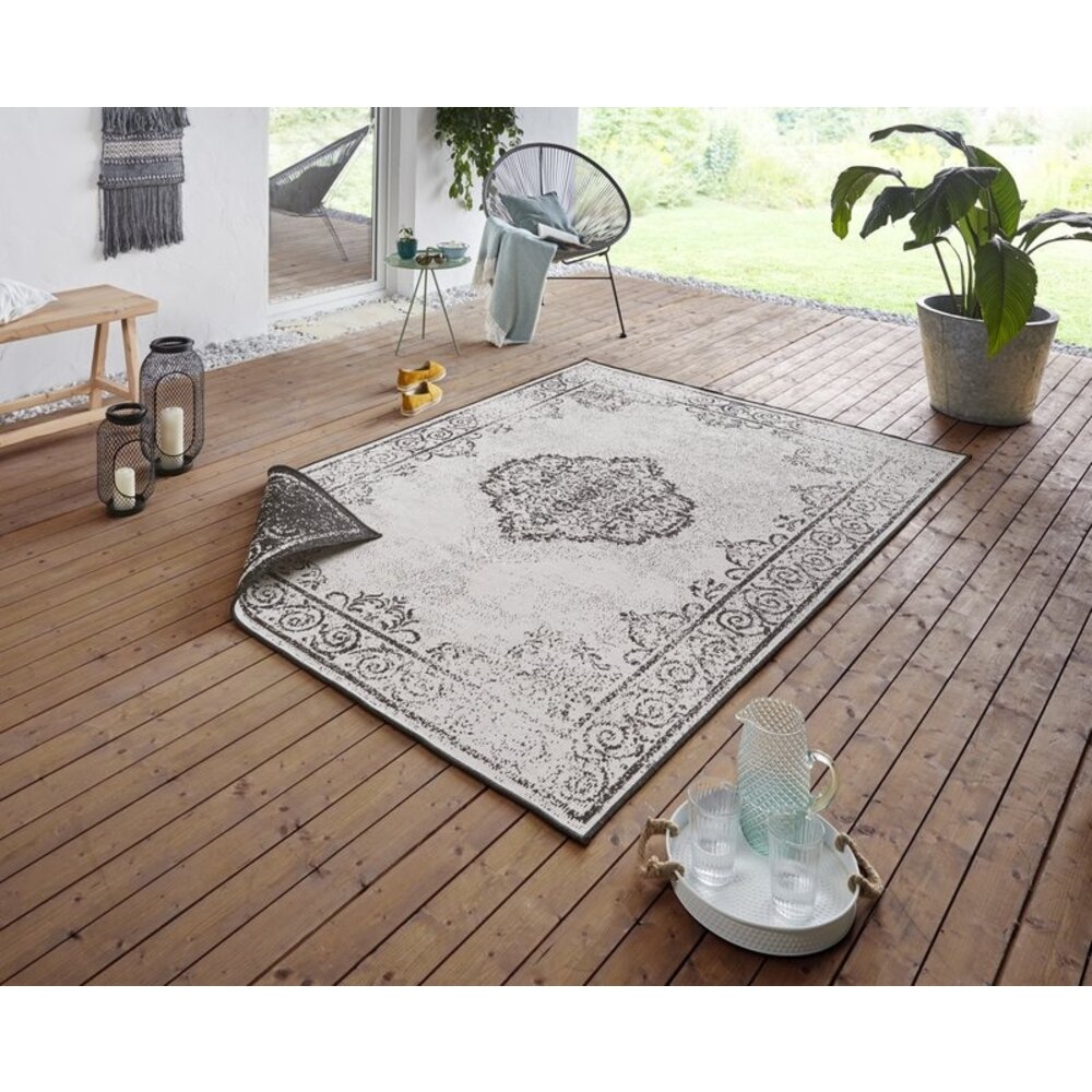 Flycarpets VINTAGE BINNEN & BUITENKLEED OMKEERBAAR - CEBU ZWART/CREME