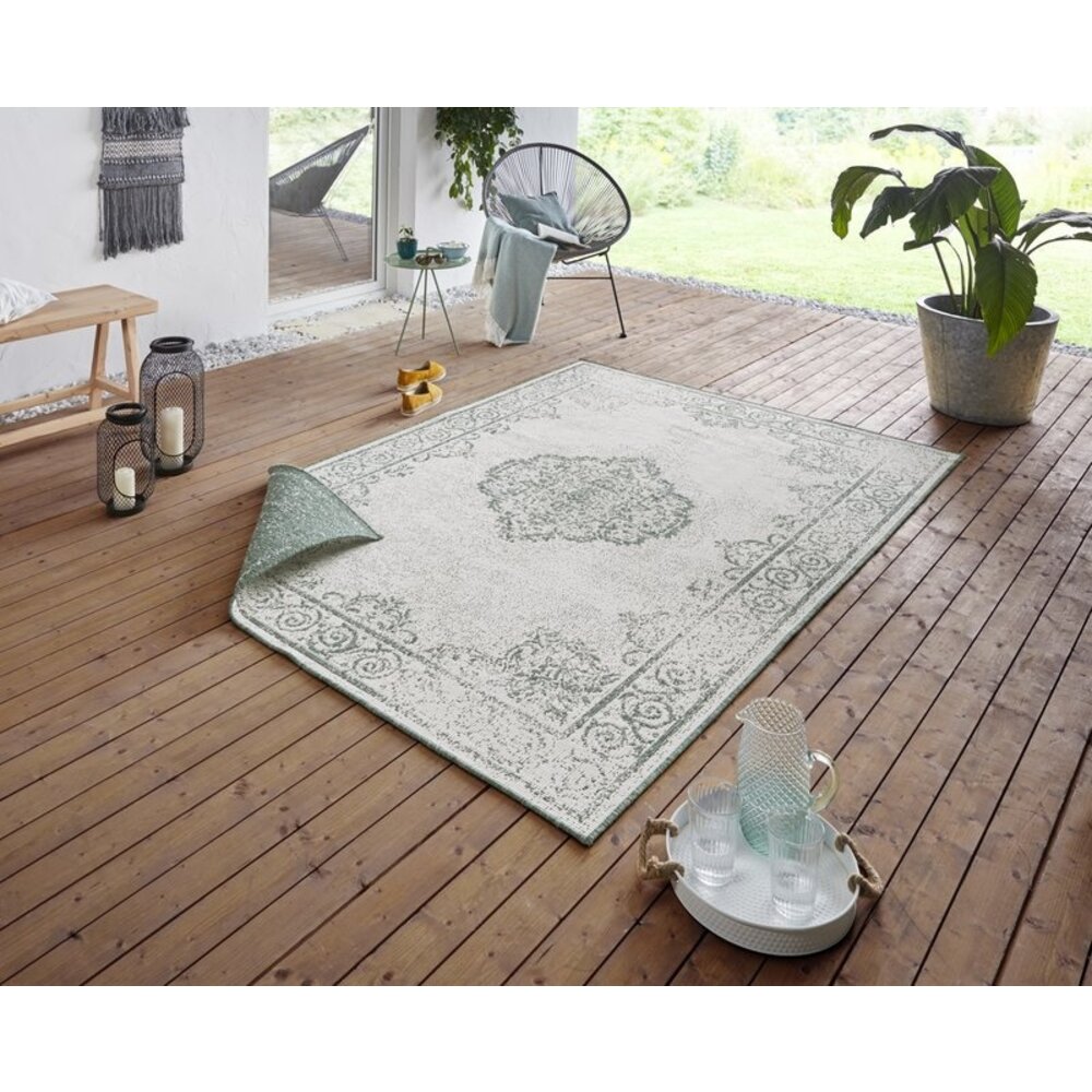 Flycarpets VINTAGE BINNEN & BUITENKLEED OMKEERBAAR - CEBU GROEN/CREME