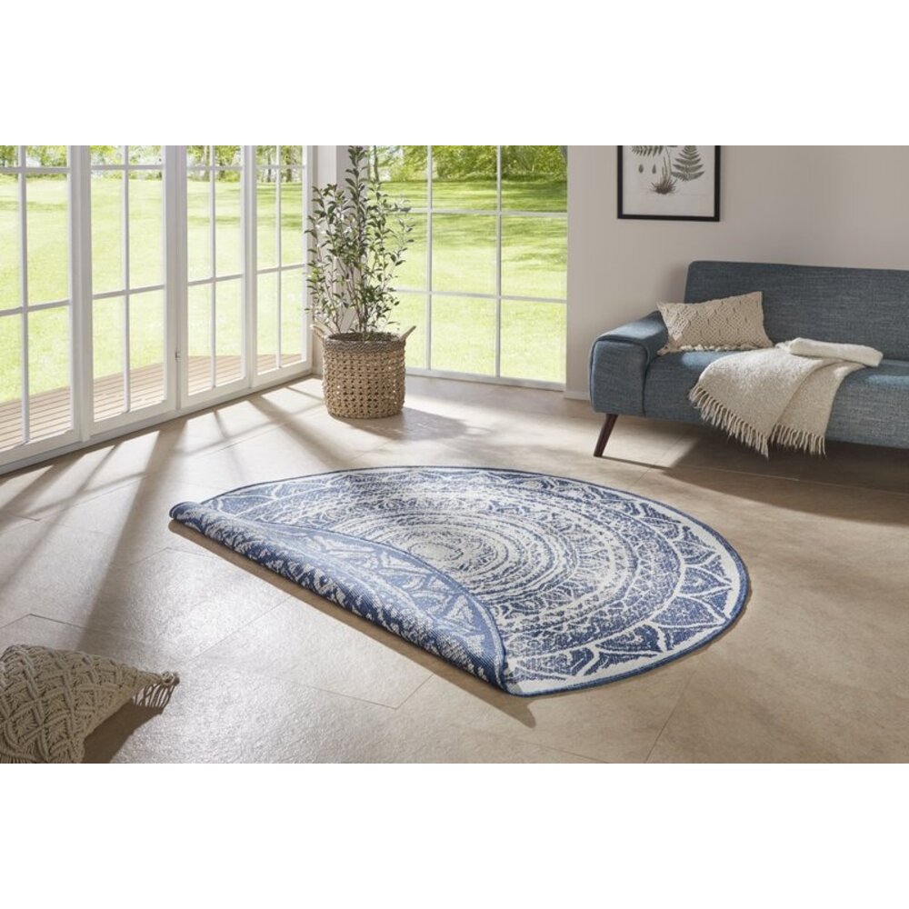 Flycarpets ROND BINNEN & BUITENKLEED OMKEERBAAR - SIRUMA BLAUW/CREME