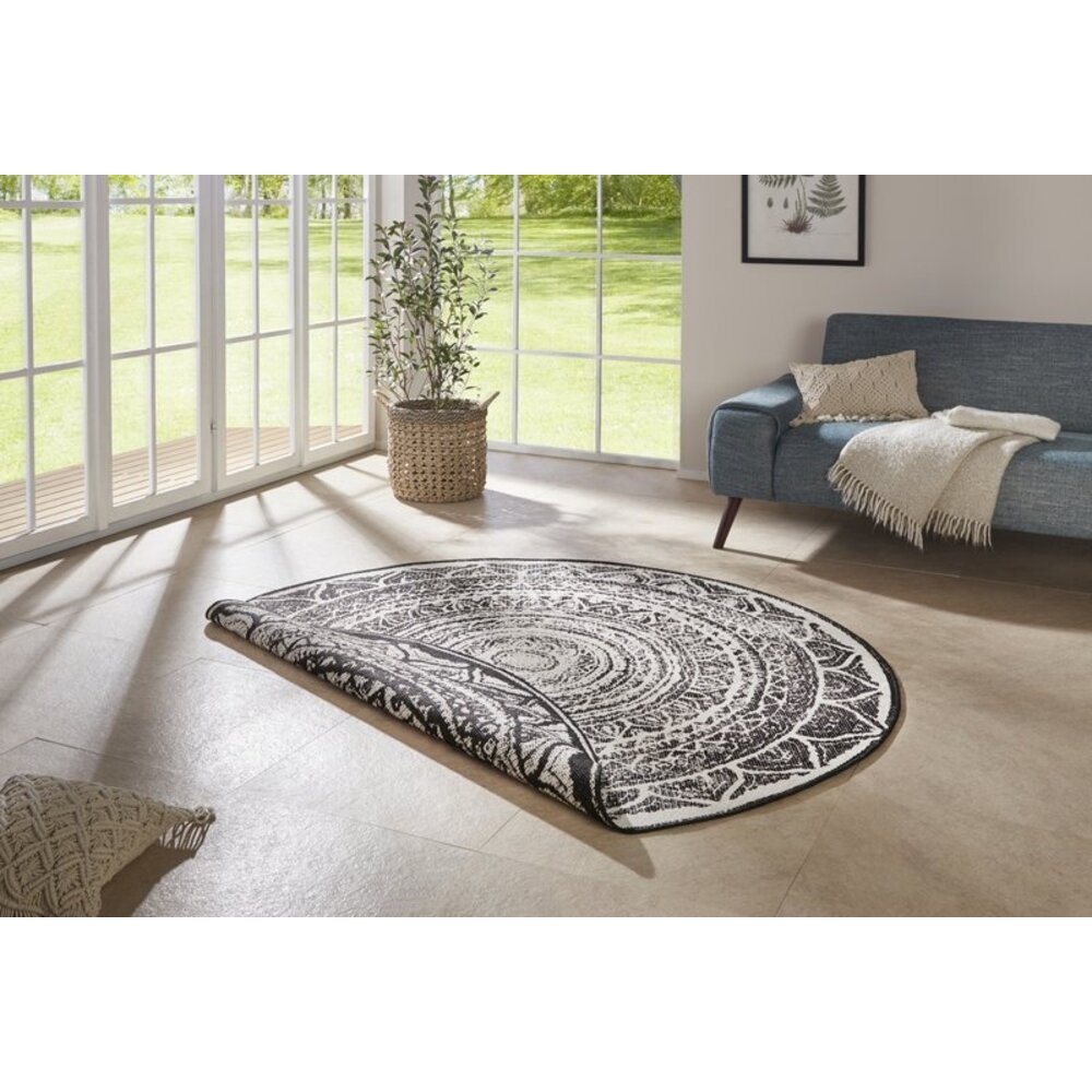 Flycarpets ROND BINNEN & BUITENKLEED OMKEERBAAR - SIRUMA ZWART/CREME