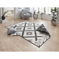 Flycarpets BINNEN & BUITENKLEED OMKEERBAAR - MALIBU ZWART/CREME