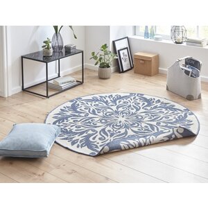 Flycarpets ROND BINNEN & BUITENKLEED OMKEERBAAR - MADRID BLAUW/CREME