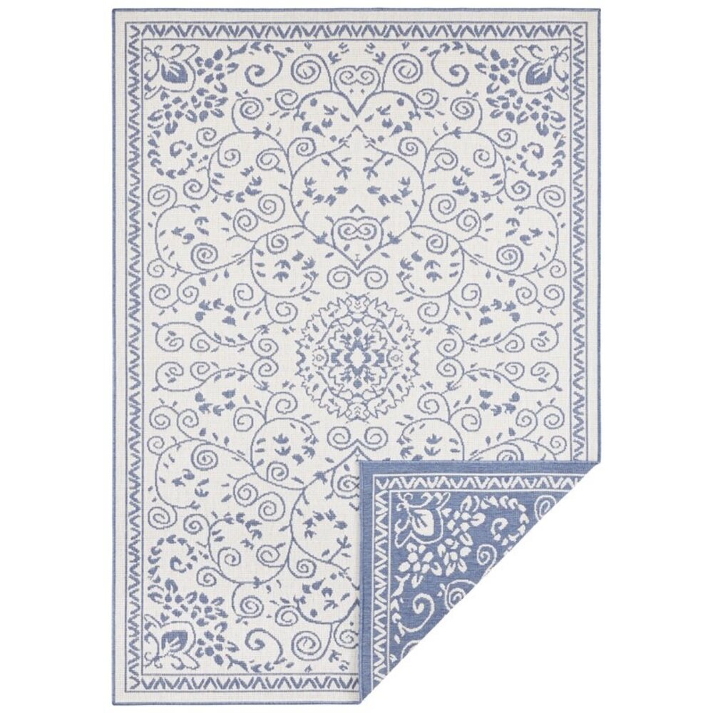 Flycarpets BINNEN & BUITENKLEED OMKEERBAAR - LEYTE BLAUW/CREME