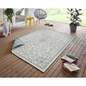 Flycarpets BINNEN & BUITENKLEED OMKEERBAAR - LEYTE GROEN/CREME