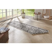 Flycarpets BINNEN & BUITENKLEED LOPER - JARDIN ZWART/CREME