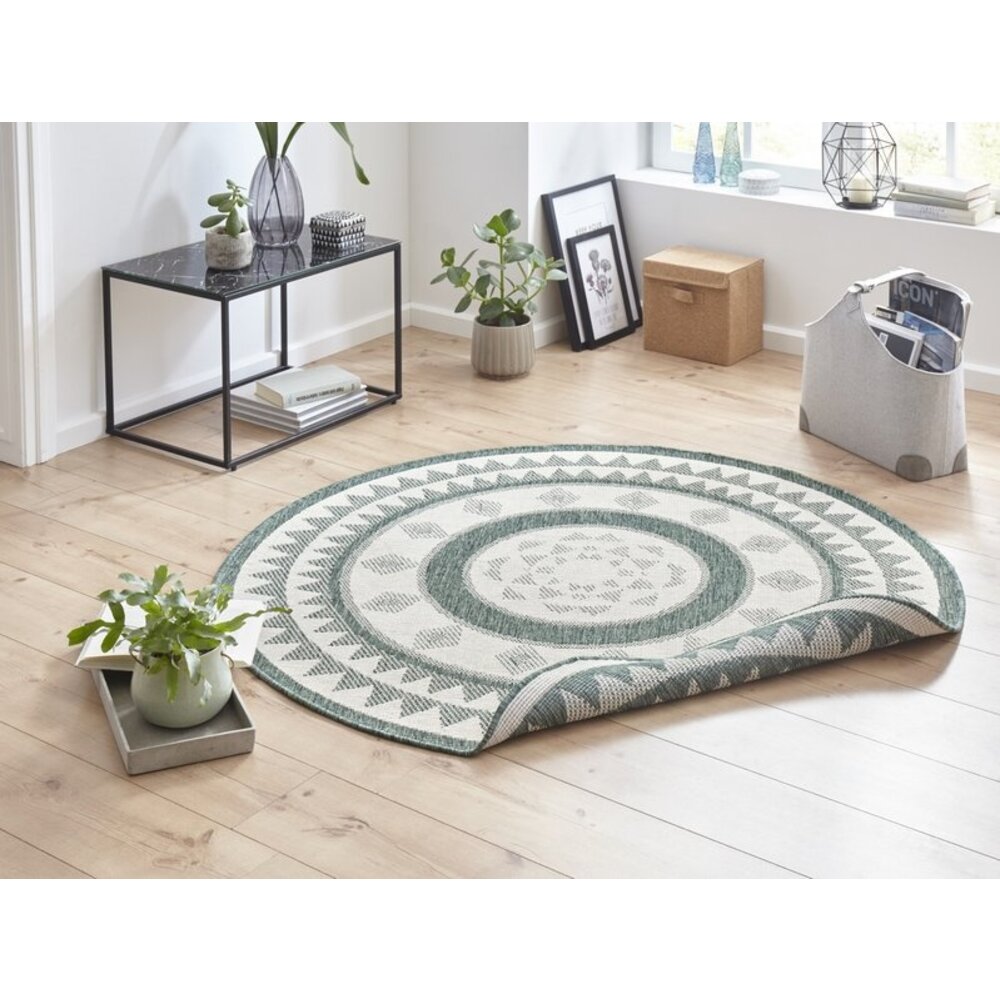 Flycarpets ROND BINNEN & BUITENKLEED OMKEERBAAR - JAMAICA GROEN/CREME