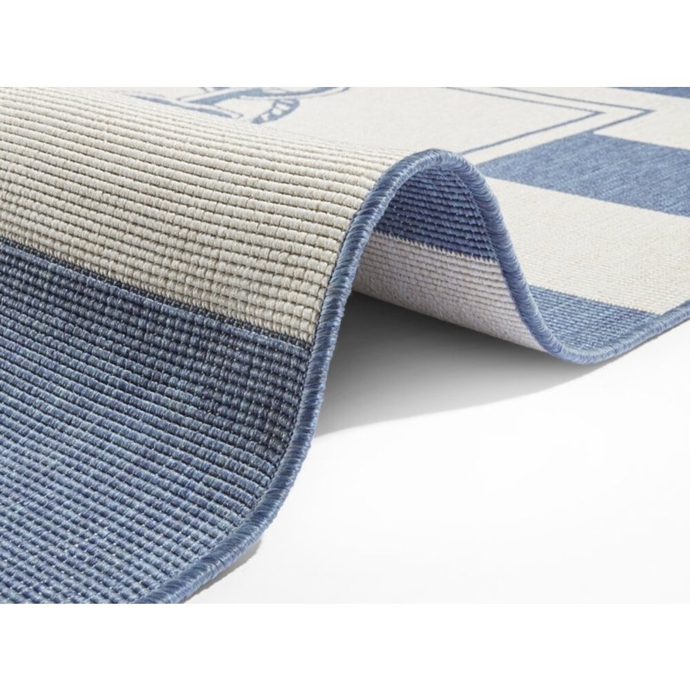 Flycarpets OMKEERBAAR BINNEN & BUITENKLEED - GANDARA ANKER BLAUW/CREME