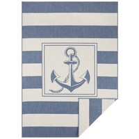 Flycarpets OMKEERBAAR BINNEN & BUITENKLEED - GANDARA ANKER BLAUW/CREME