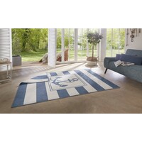 Flycarpets OMKEERBAAR BINNEN & BUITENKLEED - GANDARA ANKER BLAUW/CREME