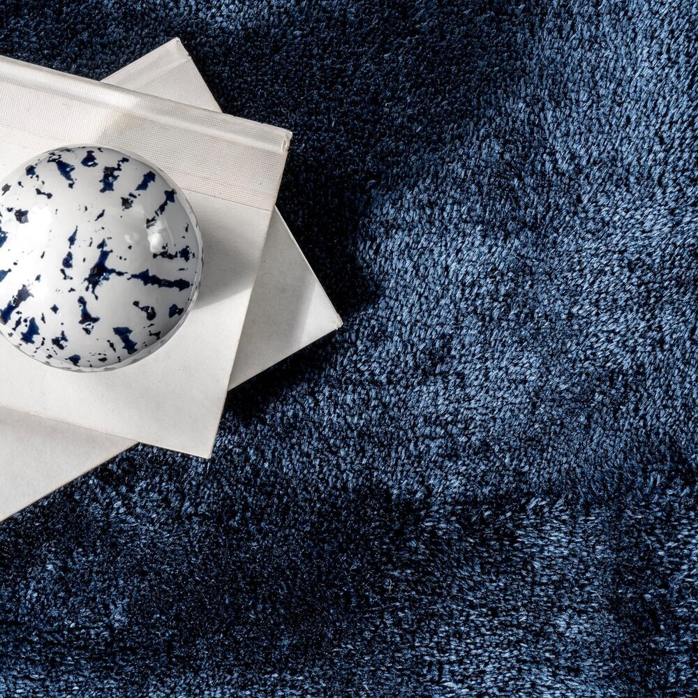 Rond Wasbaar vloerkleed - Solid Donker Blauw / Navy Rond Wasbaar vloerkleed - Solid Donker Blauw / Navy