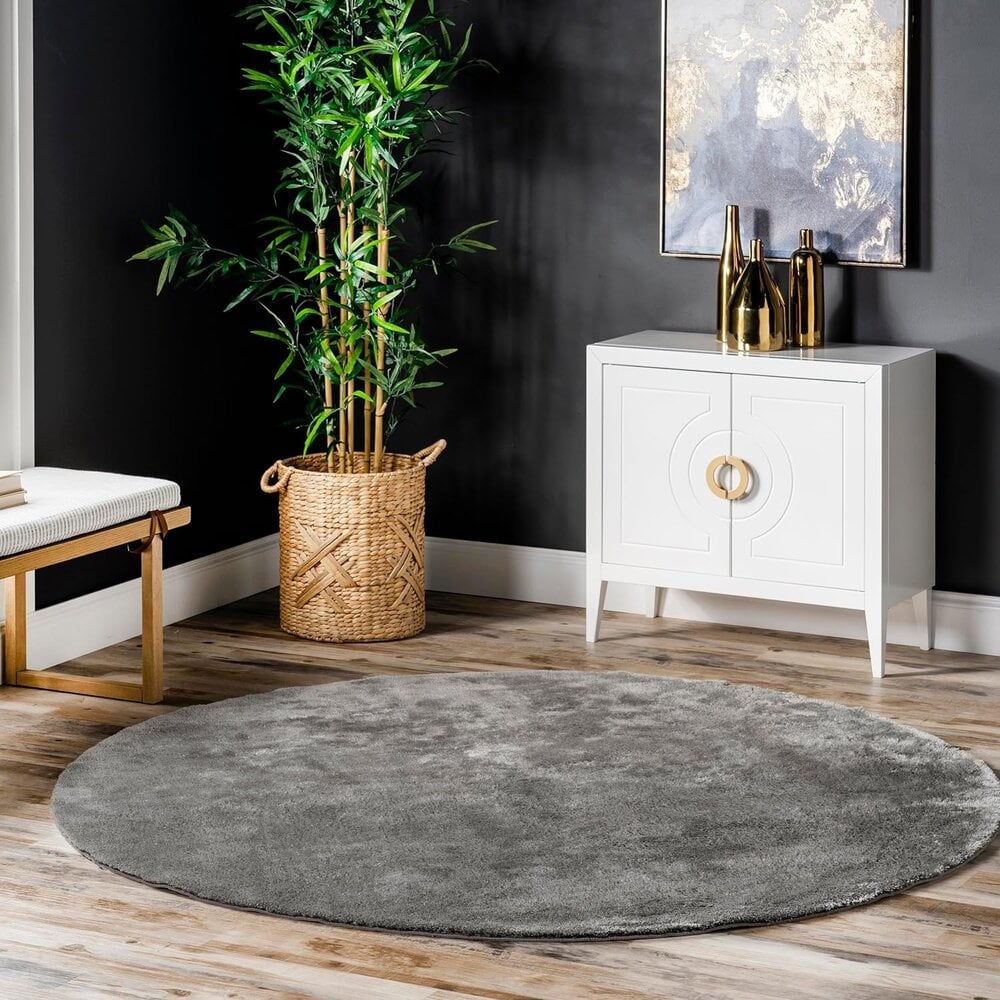 Rond Wasbaar vloerkleed - Solid Grijs Rond Wasbaar vloerkleed - Solid Grijs