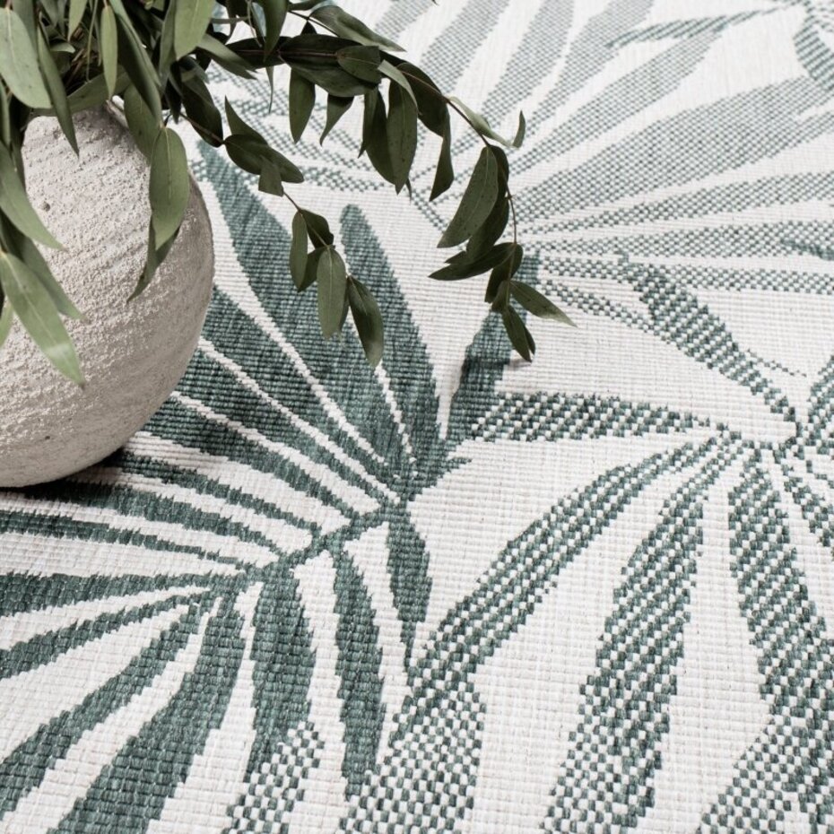 Binnen & Buitenkleed Omkeerbaar - Rio - Crème / Groen