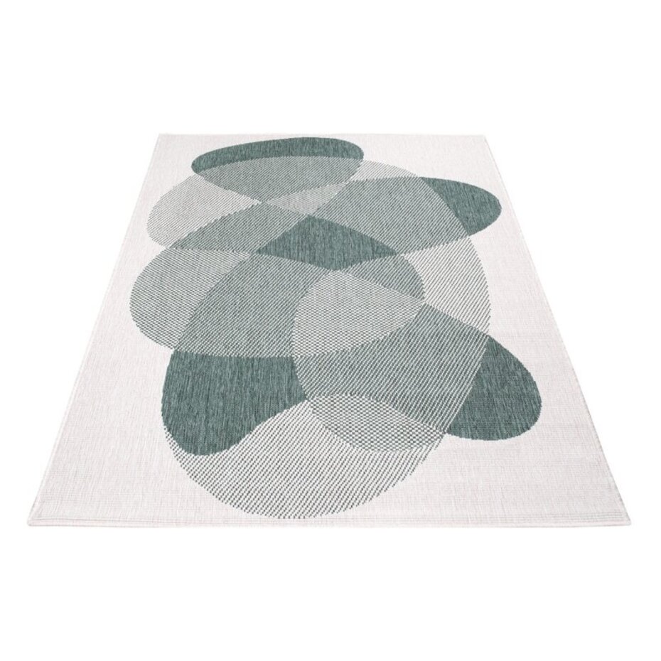 Binnen & Buitenkleed Omkeerbaar - Rio -  Crème / Groen