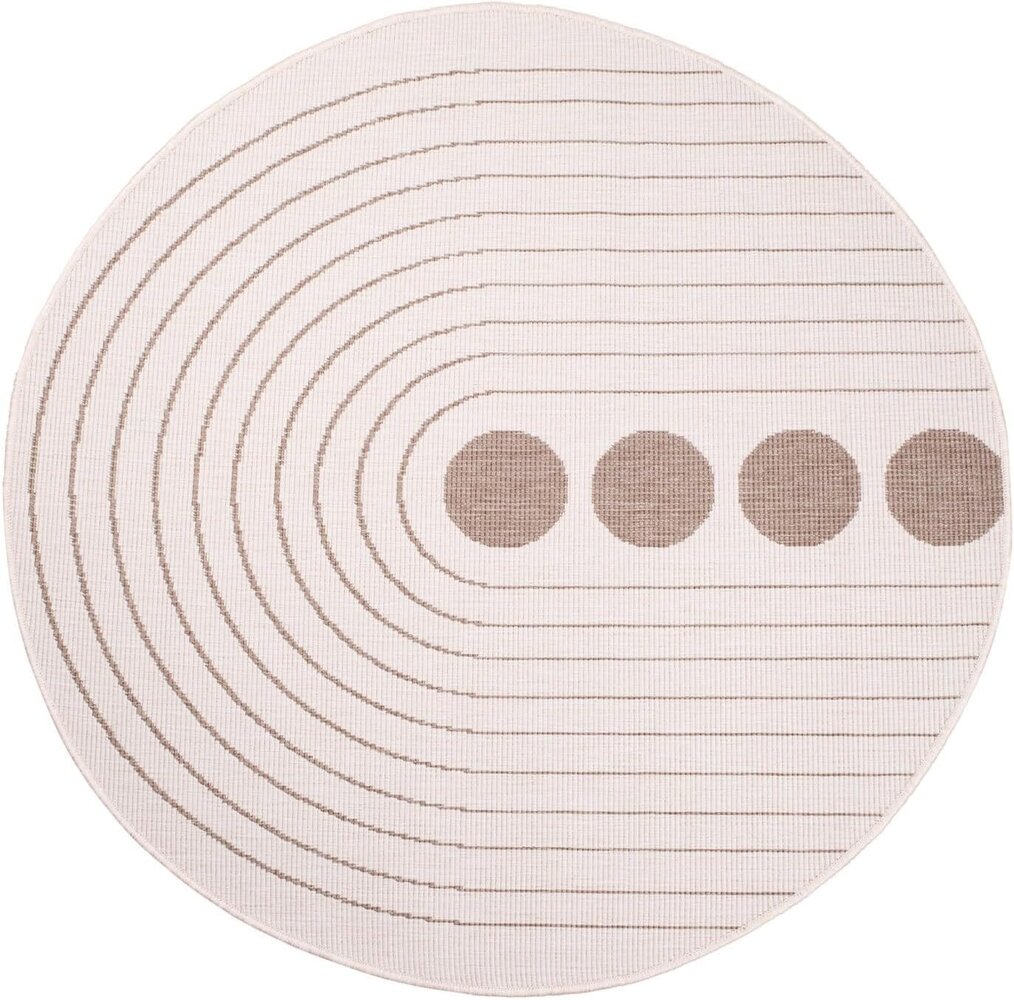 Binnen & Buitenkleed Omkeerbaar - Rond - Rio Crème / Beige Binnen & Buitenkleed Omkeerbaar - Rond - Rio Crème / Beige