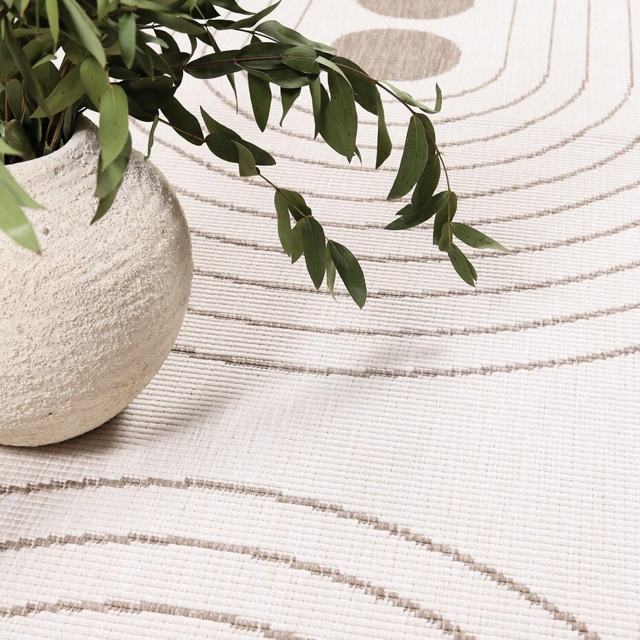 Binnen & Buitenkleed Omkeerbaar - Rond - Rio Crème / Beige Binnen & Buitenkleed Omkeerbaar - Rond - Rio Crème / Beige