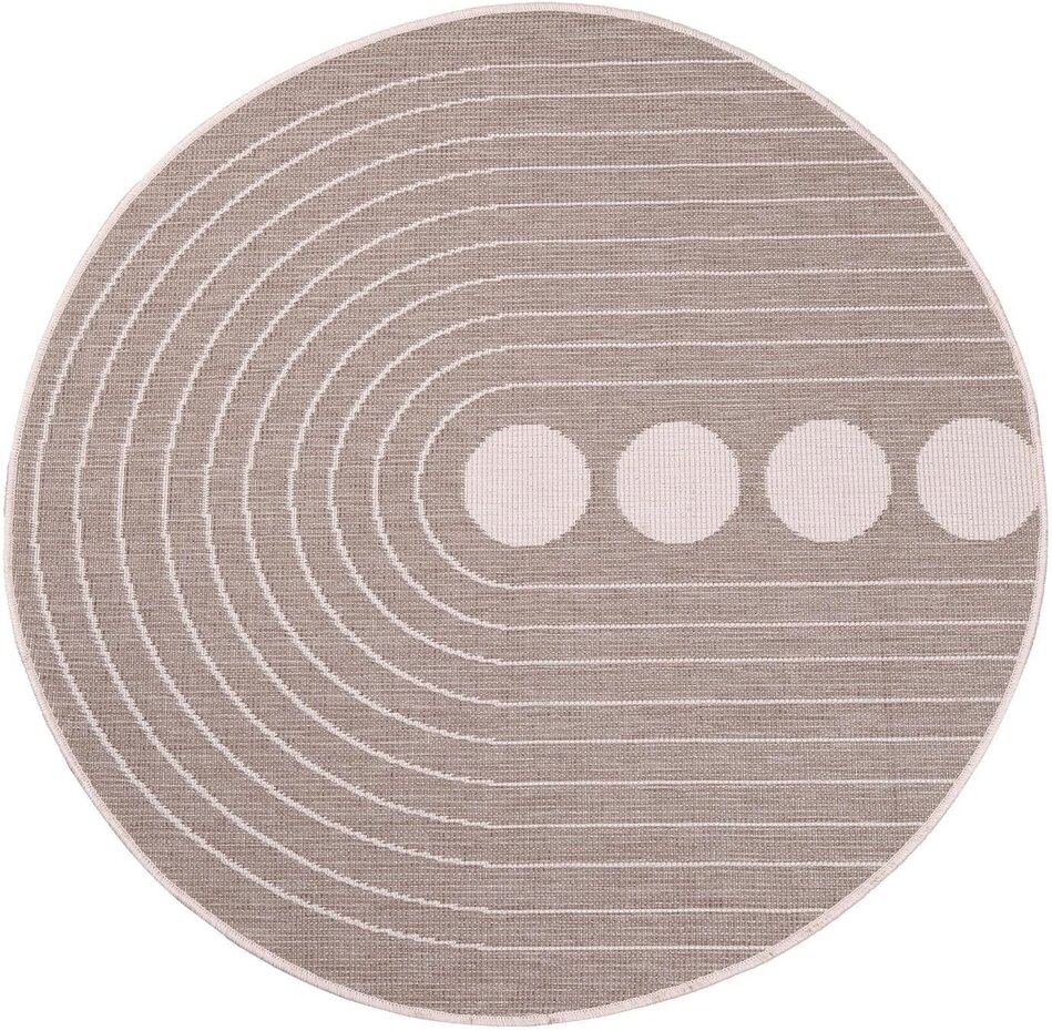 Binnen & Buitenkleed Omkeerbaar - Rond - Rio Crème / Beige Binnen & Buitenkleed Omkeerbaar - Rond - Rio Crème / Beige