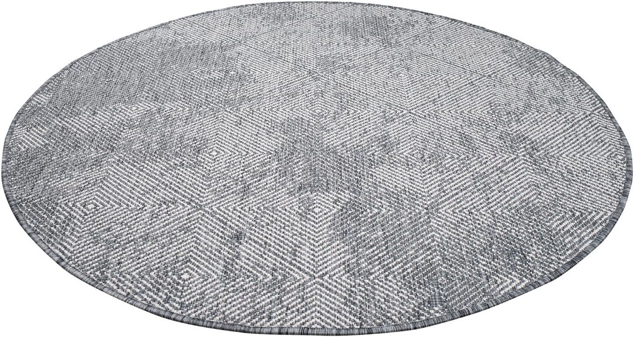 Binnen & Buitenkleed Omkeerbaar - Rond - Rio - Grijs Binnen & Buitenkleed Omkeerbaar - Rond - Rio - Grijs