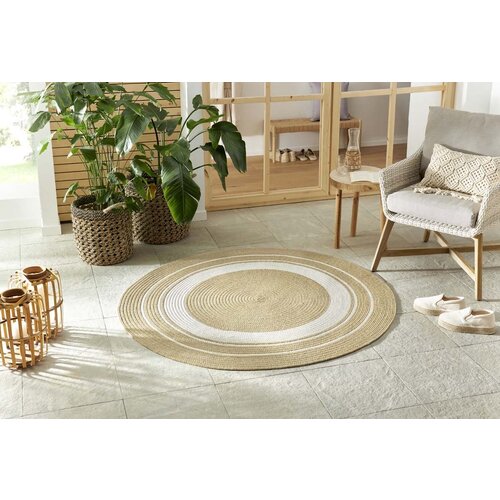 ROND BINNEN- EN BUITENKLEED - TRENZADO BEIGE/CREME