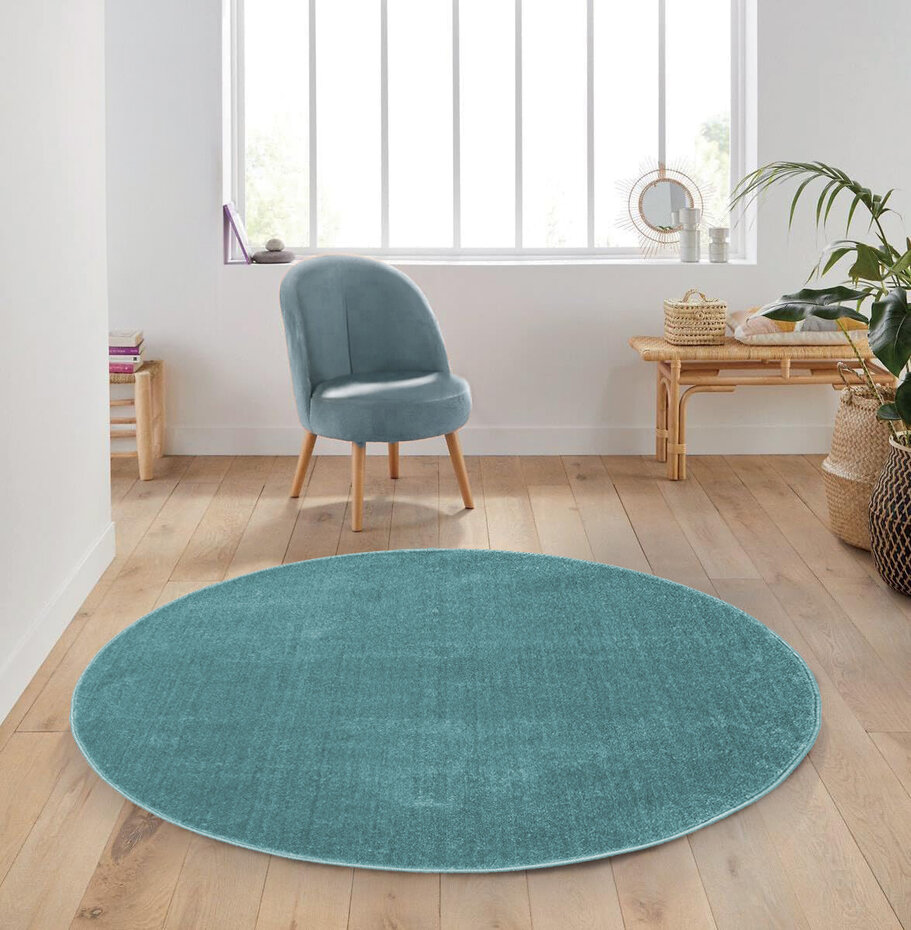Rond Mono vloerkleed - Effen Modern - Blauw Rond Mono vloerkleed - Effen Modern - Blauw