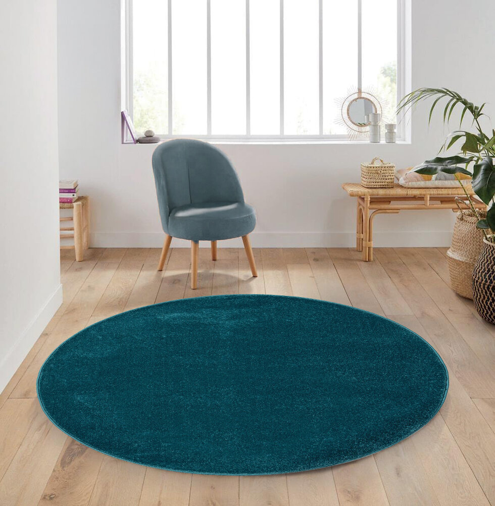 Rond Mono vloerkleed - Effen Modern - Blauw Rond Mono vloerkleed - Effen Modern - Blauw