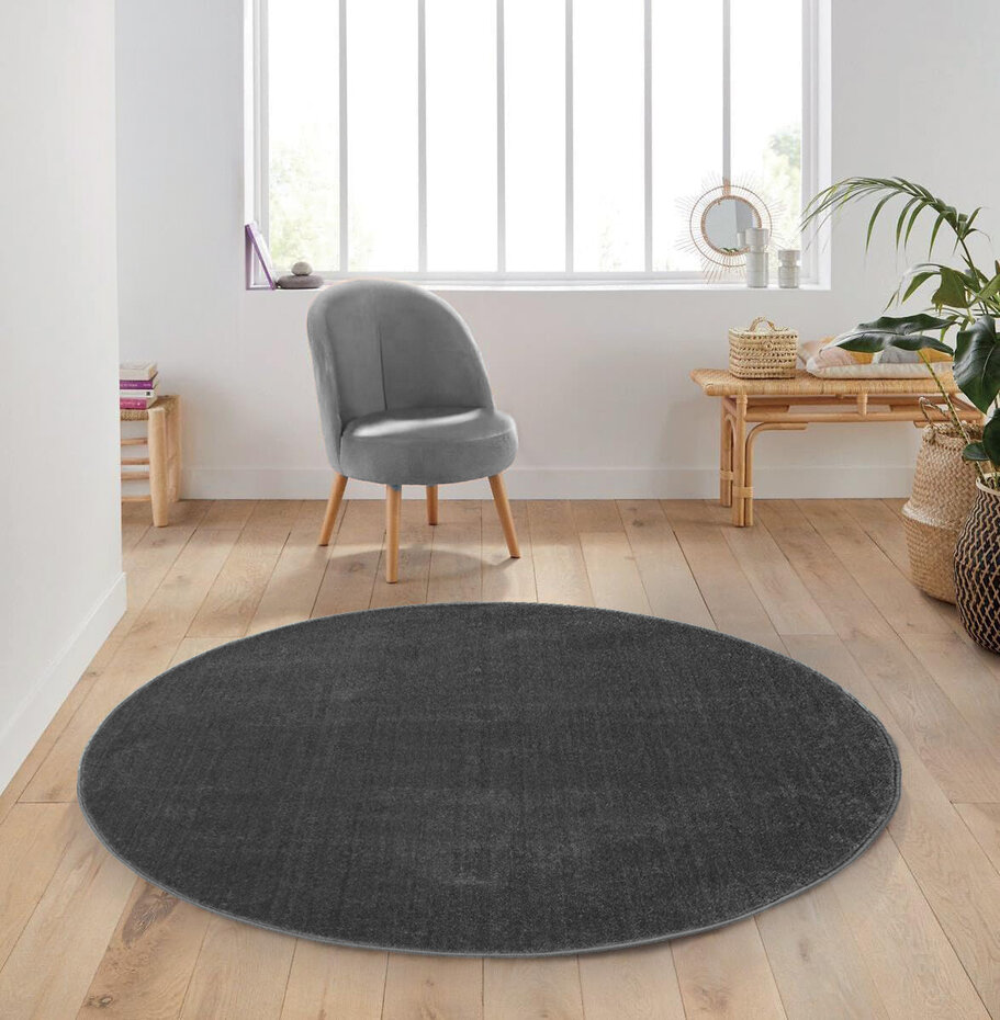Rond Mono vloerkleed - Effen Modern - Donkergrijs Rond Mono vloerkleed - Effen Modern - Donkergrijs