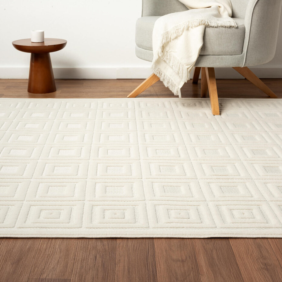 Modern vloerkleed - Medea Cubes Wit