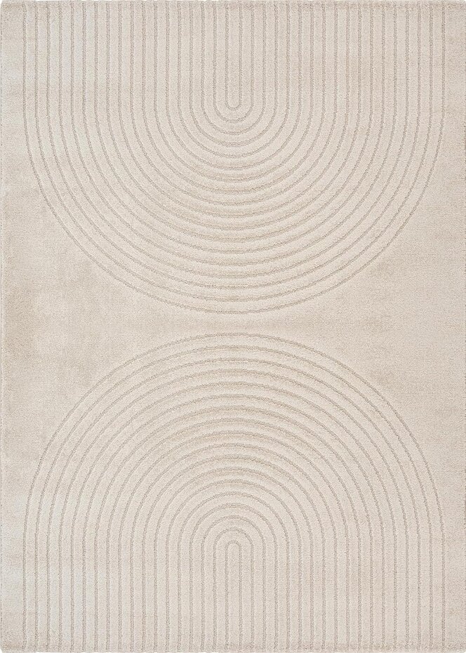 Laagpolig Vloerkleed Theora - Japandi halve cirkels - Beige Laagpolig Vloerkleed Theora - Japandi halve cirkels - Beige