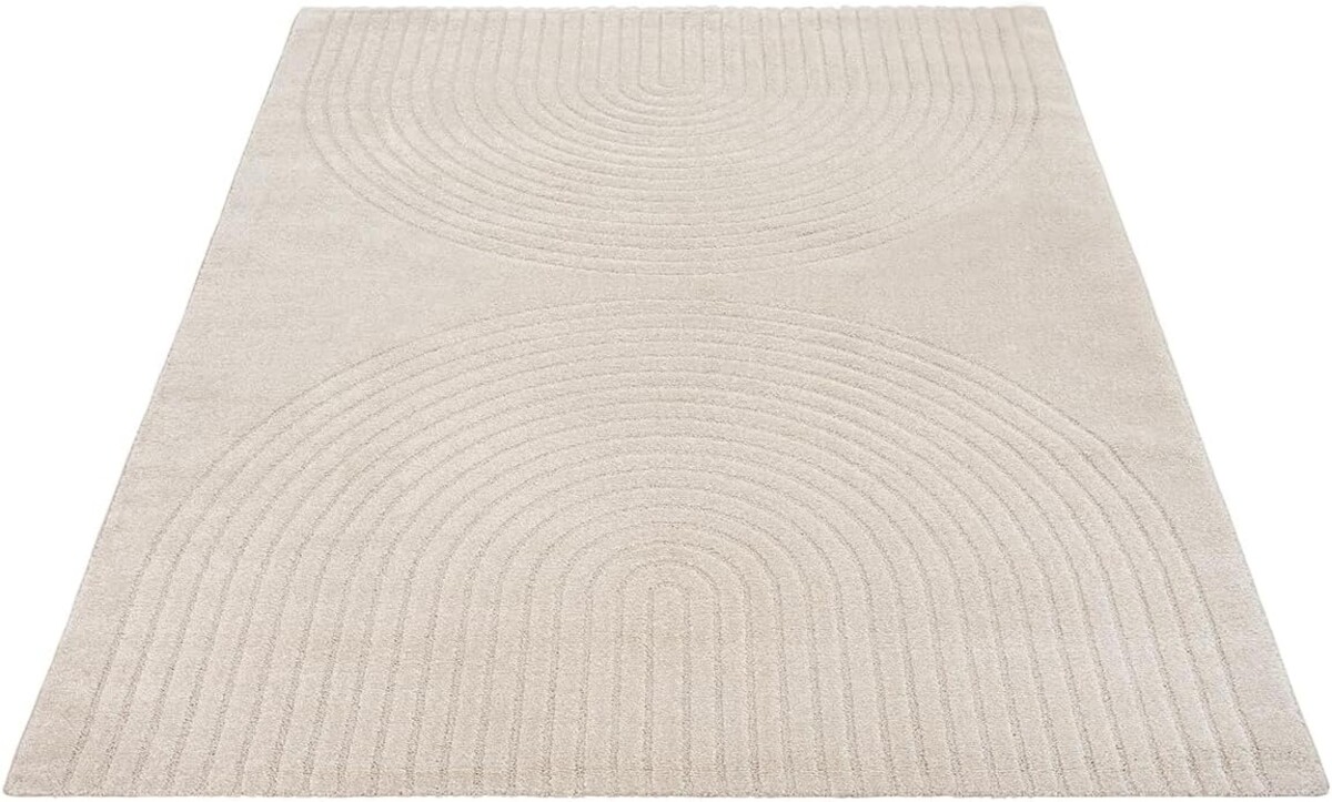 Laagpolig Vloerkleed Theora - Japandi halve cirkels - Beige Laagpolig Vloerkleed Theora - Japandi halve cirkels - Beige