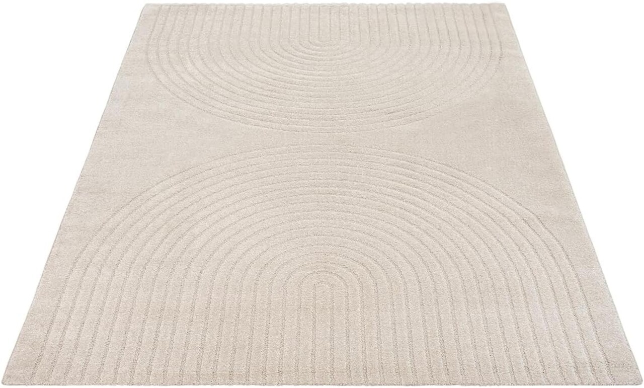 Laagpolig Vloerkleed Theora - Japandi halve cirkels - Beige Laagpolig Vloerkleed Theora - Japandi halve cirkels - Beige