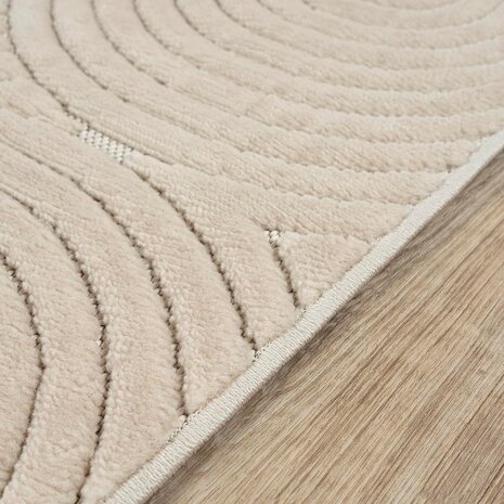 Laagpolig Vloerkleed Delia - Japandi halve cirkels - beige