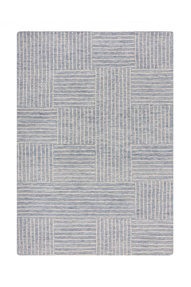 Laagpolig Vloerkleed Check Blue - Abstract - Blauw