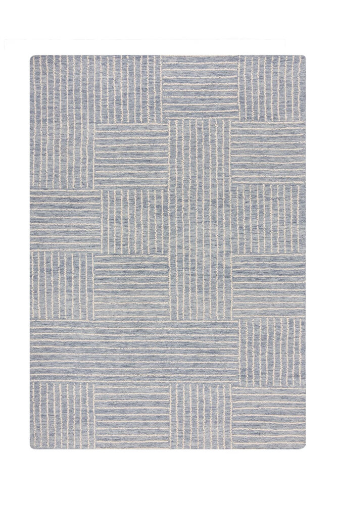 Laagpolig Vloerkleed Check Blue - Abstract - Blauw Laagpolig Vloerkleed Check Blue - Abstract - Blauw