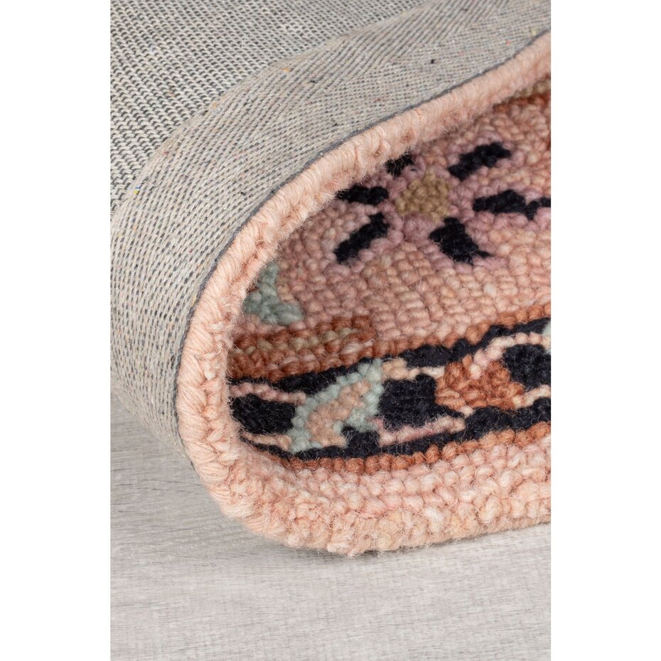 Laagpolig vloerkleed Blossom - Klassiek - Roze / Zwart
