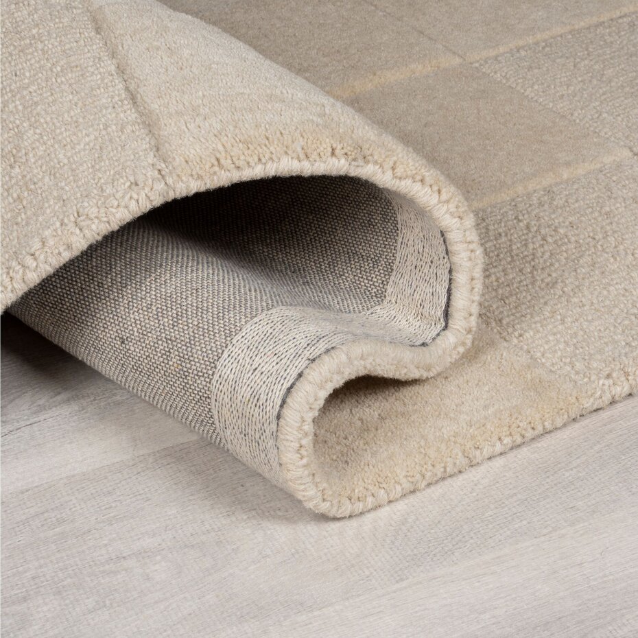 Loper - Laagpolig vloerkleed Checkerboard - Naturel /Creme