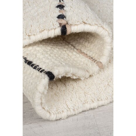 Laagpolig vloerkleed Dottie - Linear- Wol - Zwart / Wit